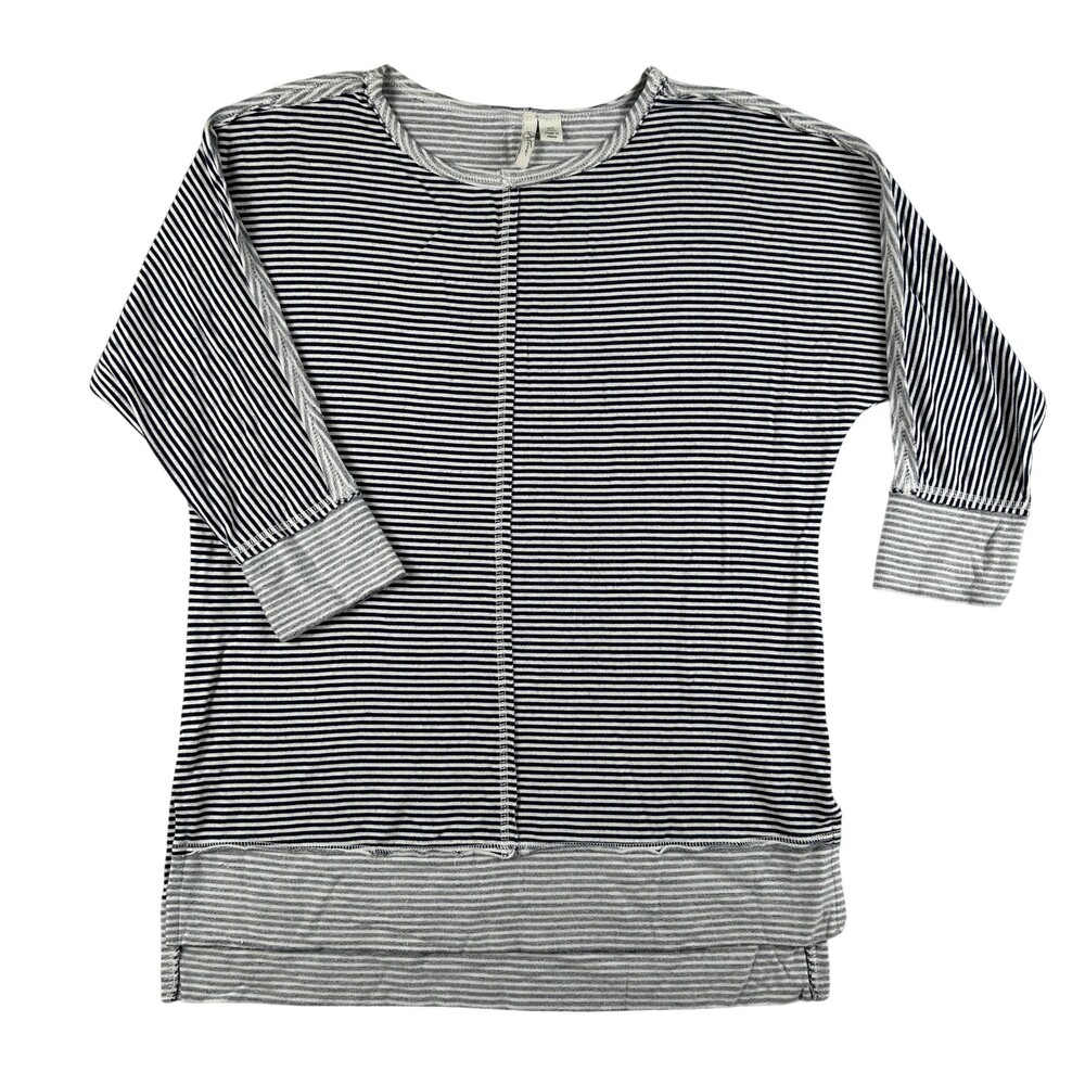 Active Shirt Womens XS Blue Striped 3/4 Sleeve Tunic Top Rayon Stretch Casual